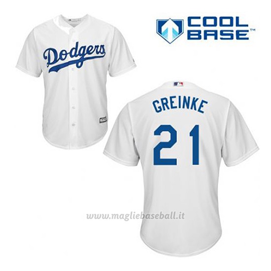 Maglia Baseball Uomo Los Angeles Dodgers Zack Greinke 21 Bianco 1ªCool Base